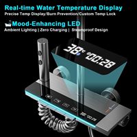 Système de douche thermostatique numérique moderne en laiton brossé chromé, à poignée unique, avec interrupteur à touches de piano, mural, pour hôtel