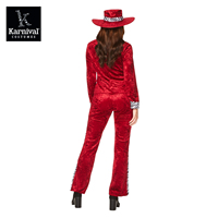 Costume de gangster pour femme, tenue de performance pour fête d'Halloween, carnaval, années 70-80, costume de piaon rouge en polyester, déguisement de film et de télévision