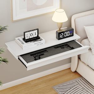 Popüler yüzer gece standı gizli depolama güvenli tuzak kapı RFID kilidi ile katı ahşap duvara monte depolama - Product Image 1
