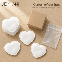 Tampons démaquillants en coton en forme de cœur 6,8x5cm, pur coton matelassé, bord perforé, sans fluorescent, taille personnalisée, logo OEM, tampons pour le visage