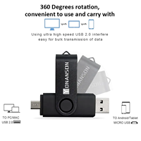 Stik memori portabel, Flash Drive USB mikro Port ganda OTG U Disk logam Pendrive Logo kustom 32GB 64GB 128GB 256GB
