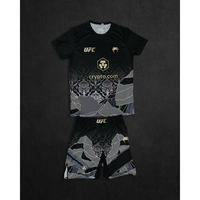 Ensemble d'entraînement Sanda UFC pour hommes et femmes, kit de compression de boxe à séchage rapide, haut à manches courtes, t-shirt, short, équipement de gym, Chine