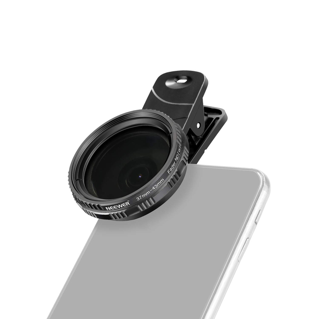 Adjustable Neutral Density Filter with Phone Clip NEEWER 37mm Clip on ND2-ND400 Phone Lens ND Filter Kit
