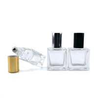 EN STOCK MAINTENANT – Flacon en verre transparent carré de 5 ml, 10 ml, 15 ml avec bouchon à vis et impression sérigraphiée, rechargeable, pour huiles essentielles et parfums