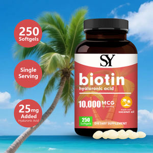 Biotina personalizada Premium con ácido hialurónico 25mg 250 Cápsulas blandas Máxima fuerza Fórmula de soporte para uñas y articulaciones para la piel del cabello - Product Image 3