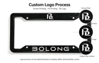 Cadre de plaque d'immatriculation BOLONG taille US en ABS avec aspect fibre de carbone, logo personnalisé en relief pour accessoires extérieurs de voitures américaines