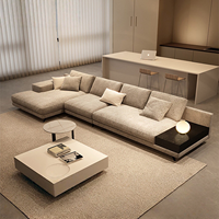 Sofá Seccional Modular Moderno, Sofá de Tela Flotante Minimalista con Gabinete de Almacenamiento Lateral, Sofá de Recepción para Oficina