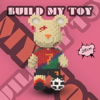 En gros Blocs de construction créatifs en forme d'ours de football de dessin animé, Briques d'assemblage 3D, Jouet de puzzle DIY, Jouet de collection, Cadeau pour adultes