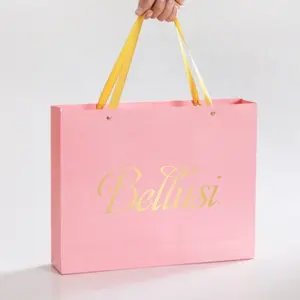 Новые трендовые роскошные розовые и белые подарочные бумажные пакеты с напечатанным логотипом с уникальным дизайном