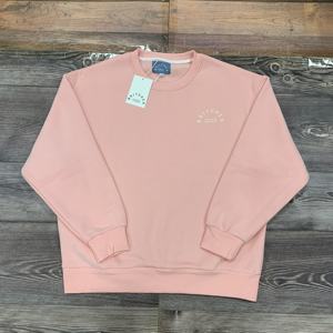 Custom Embroidery <b>Patch</b> Cotton Fleece Baggy Crew Neck Jumper Puff Print Oversized Drop Shoulder Crewneck Sweatshirts for Women - Product Image 6