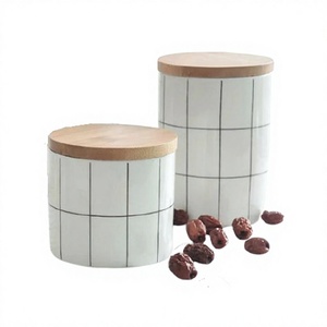 Wooden Container Box With Lid Set Of Two Different Size Salt <b>Sugar</b> Coffee Storage Box For Kitchen Accessories - Product Image 1
