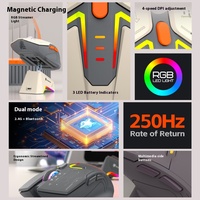 Souris H2 rechargeable RGB lumineuse, souris sans fil BT double mode, légère, pour ordinateur portable, jeux, esports