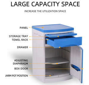 Table de chevet mobile en plastique ABS pour hôpital, mobilier médical économique pour clinique, armoire de chevet avec grande capacité de rangement - Product Image 3