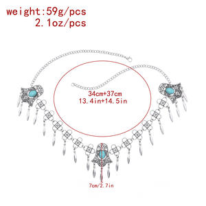 Tocado bohemio Vintage para mujer, joyería étnica para el cabello de kazajos asiáticos turcos con cadenas de borlas de Metal y Diadema Maang Tikka - Product Image 6