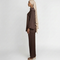 Vente chaude : Ensemble élégant en satin pour femme musulmane, en soie de Médine, tissu brillant, Abaya