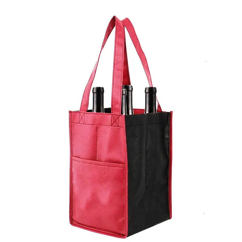 Supermarket customized logo wholesale price reusable non woven wine shopping bag