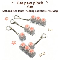 Porte-clés anti-stress patte de chat, en silicone avec base transparente lumineuse, jouet de décompression à presser