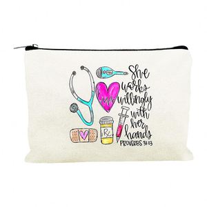Personalized Eco Friendly Custom Cotton Makeup Cosmetic Zipper Pouch Reusable <b>Plain</b> Cotton <b>Canvas</b> Bag With Logo - Product Image 1