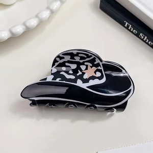 Graziosa Molletta per Capelli in Acrilico con Stampa Leopardata Retrò di Lusso Coreano, Stile Europeo Americano, per Coda di Cavallo, alla Moda, a Forma di Cappello da Cowboy, per Ragazze - Product Image 2