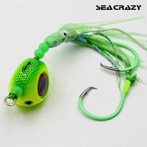 120g 150g 200g Luminous Green <strong>Octopus</strong> Squid Skirt Fishing Lure With Metal Jig Assist 2 Hooks for Saltwater Trolling - Product Image 5