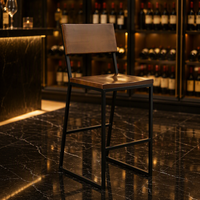 Tabouret de bar industriel robuste en métal et bois, empilable, pour comptoir commercial, taille personnalisée disponible