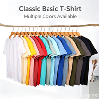 T-shirt Homme Personnalisé en Coton Peigné 180 Grammes à Manches Courtes Col Rond Uni Écologique Décontracté Polyvalent pour Fabricants de Vêtements