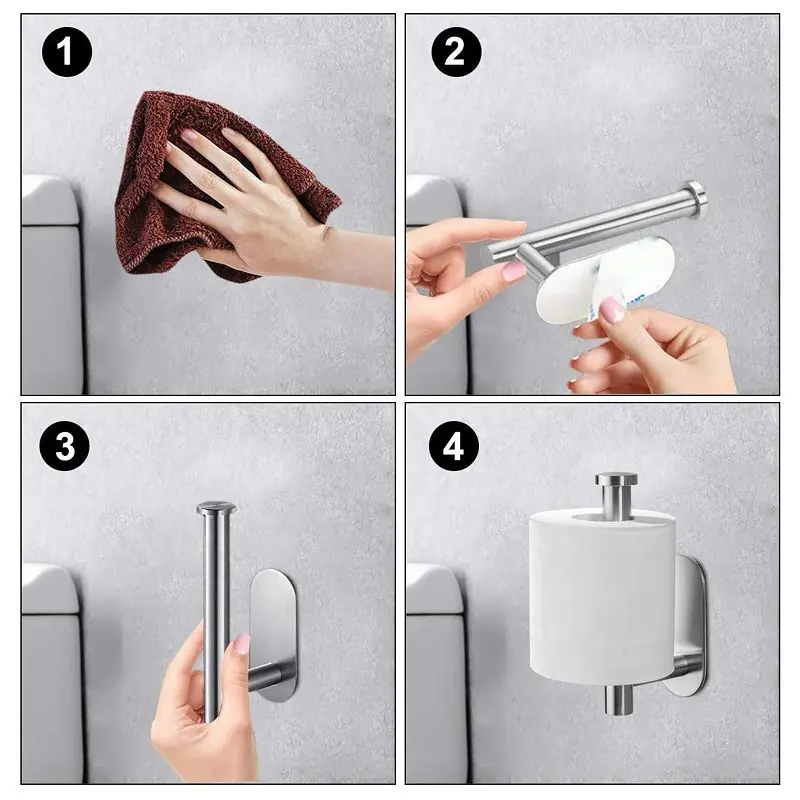 Porta carta velina OEM argento lucido cromato porta asciugamani di carta in acciaio inossidabile 304 per bagno