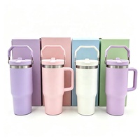 Gobelet isotherme en acier inoxydable 304 avec poignée, bouteille d'eau thermique sous vide de 30 oz, tasse à café réutilisable pour les voyages, cadeaux d'affaires