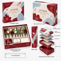 Boîte cadeau rigide personnalisée pour la Saint-Valentin avec couvercle, emballage de fleurs en papier, design de logo laminé brillant