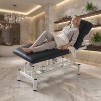 Table de massage pliable moderne, électrique, manuelle et hydraulique, avec cadre métallique et éponge haute densité, pour salon de beauté, spa et usage domestique.