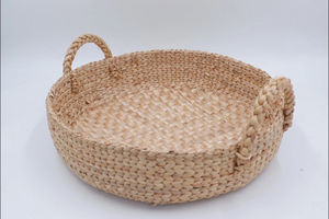 Bandeja Redonda Artesanal de Jacinto de Agua de 32.5cm, Plato de Servir Tejido Sostenible, Decoración de Mesa Estilo Boho para el Hogar y Cafeterías - Product Image 2