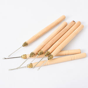 Micro Ring <span class=keywords><strong>Loop</strong></span> Threader strumenti per l'estensione dei capelli supporto in legno ago per tirare il filo per Stick I Tip Hair - Product Image 1