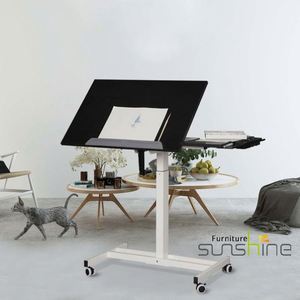 Escritorio Portátil Sunshine Multiusos Convertible, Ajustable en Altura, Desmontable, con Marco Metálico y Superficie de Madera - Product Image 1