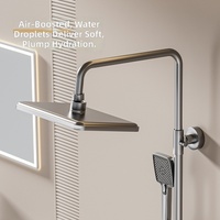 Mitigeur de douche monocommande en céramique à 3 sorties avec jets pluie et massage, pour hôtels et villas - Ensemble en aluminium massif avec lumière d'ambiance