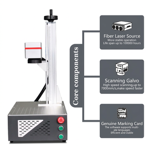เครื่องแกะสลักทำเครื่องหมายด้วยเลเซอร์ไฟเบอร์ CNC 30W EZCAD3 Bibo ระบายความร้อนด้วยอากาศ Ai/dxf/bmp/jpeg ทำเครื่องหมายลึกผลผลิตสูง - Product Image 1
