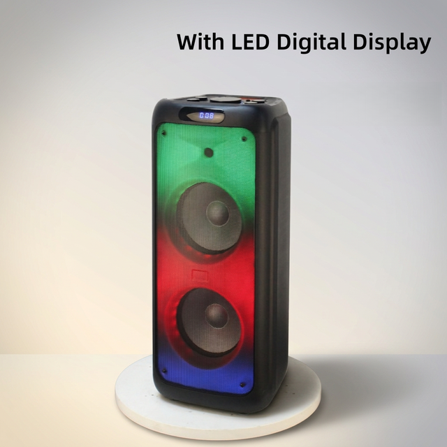 S2003A Wireless HIFI Home Theatre Stereo Speaker System 10-inch Woofer Bass Boost RGB LED Lights Battery Powered Remote Control