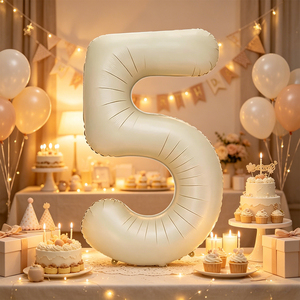 Party Love Numero Crema N5 100 Cm 12 Pcs Bag Balloon Elegant Number Balloon for Celebrations - Product Image 4