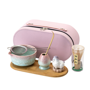 Juego de cuencos de cerámica para matcha con esmalte cristalizado transformado en horno, soporte para agitador, lindo pony, adornos de aromaterapia de flores hechos a mano - Product Image 6
