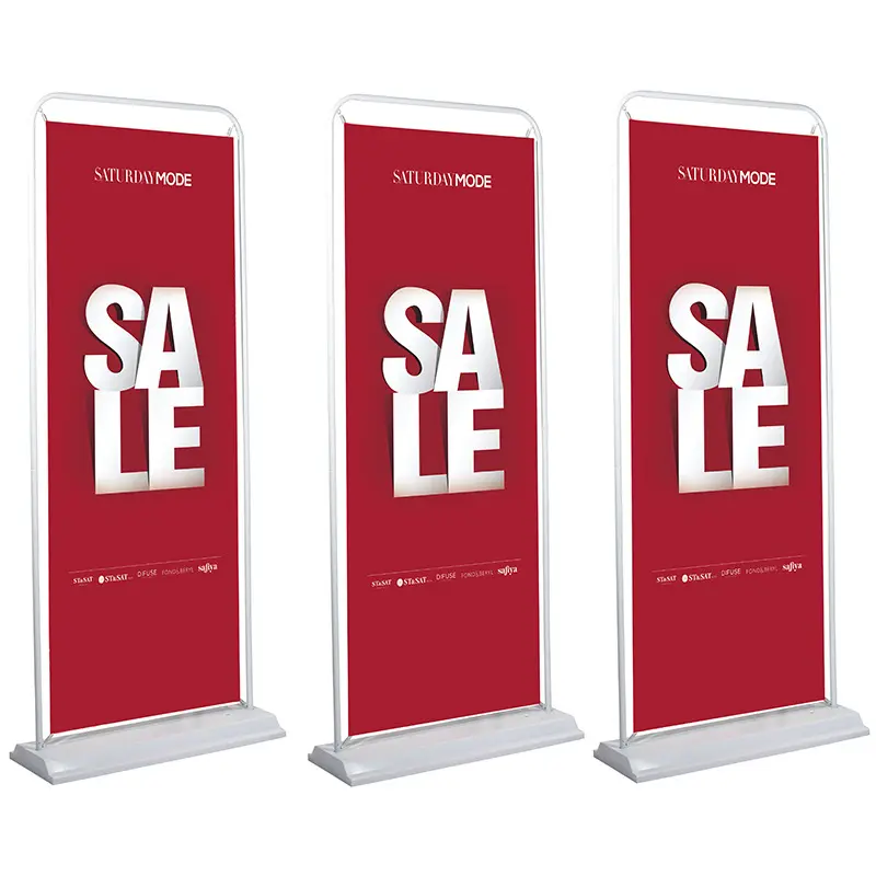 Supporto per Banner a forma di porta con immagine in ferro da esterno con cornice in ferro per esposizione pubblicitaria di dimensioni personalizzate
