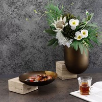 Plateau de service rond en marbre de luxe, finition chocolat cuivré, pour usage domestique