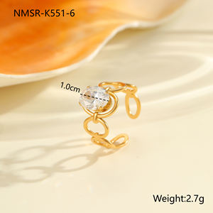 Элитные дизайнерские кольца из нержавеющей стали с позолотой 18 карат и прозрачными фианитами для женщин, новейшая модная модель, блестящие золотые кольца - Product Image 6