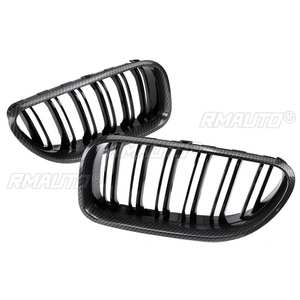 Paire de grilles de calandre avant double ligne en carbone noir pour BMW M6 F06 F12 F13 640i 650i 2012 2013 2014 2015 2016 2017 Grille de course - Product Image 3