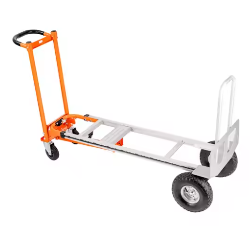 Heavy Duty 1000 Lbs Capacity 4-in-1 Industrial Folding Dolly Cart with 10  Rubber Wheels Aluminum Hand Truck