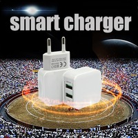 Adaptor Charger Dinding AC DC USB Power Supply Dual USB Port 5V 2A Pengisian Cepat Ponsel & Tablet Charger Perjalanan