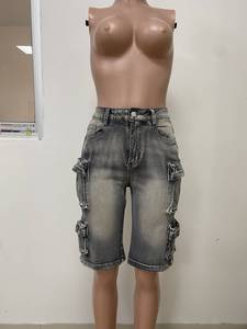 Peeqi LD2405 été nouveau femmes ample <span class=keywords><strong>jean</strong></span> Denim Shorts décontracté Cargo poche lavé Shorts grande taille ample Denim Shorts femmes - Product Image 6