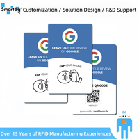 Carte magnétique NFC RFID étanche 13,56 MHz programmable avec code QR pour les abonnements professionnels, les réseaux sociaux et les avis Google