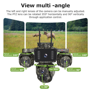 Cámara PTZ de 360° con 4 Lentes y 4 Vistas, 20MP, Grabación 24/7, Cámaras AOV con Sensor CMOS, SIM 4G, Cámaras de Seguridad para Caza con Camuflaje, Cámaras CCTV Solares - Product Image 1