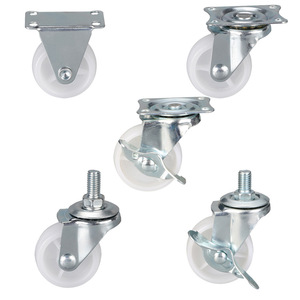 Roulettes universelles pivotantes légères en nylon PP blanc de 15,2 x 25,3 pouces pour meubles et armoires avec protections filetées - Product Image 5