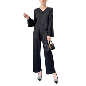 Completo Casual da Donna con Pantaloni a Pieghe, Collezione Primavera/Autunno 2026, Elegante, Effetto Ringiovanente, Vestibilità Ampia, Pantaloni Lunghi a Gamba Larga, Set Due Pezzi, Stile Unico - Product Image 5