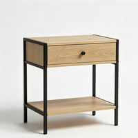 Table de chevet moderne industrielle en bois et métal avec 1 tiroir, meuble de chevet pour chambre à coucher, table d'appoint pour la maison
